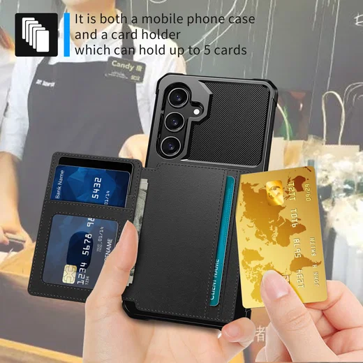 Samsung Galaxy S25 FE Hoesje 3-in-1 Pasjes Portemonnee Back Cover Zwart afbeelding 5