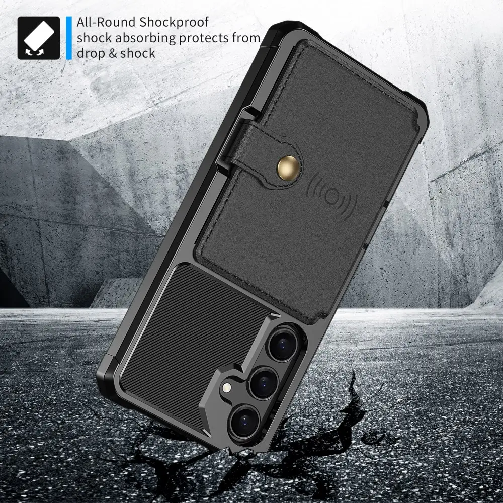 Samsung Galaxy S25 FE TPU Back Cover met Kunstleren Wallet Zwart afbeelding 4