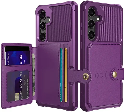 Samsung Galaxy S25 FE TPU Back Cover met Kunstleren Wallet Paars afbeelding 1