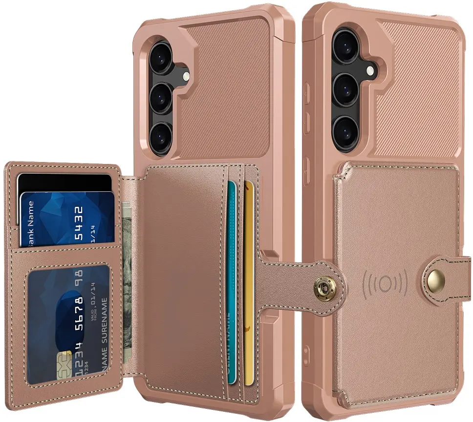 Samsung Galaxy S25 FE TPU Back Cover met Kunstleren Wallet Roze afbeelding 1