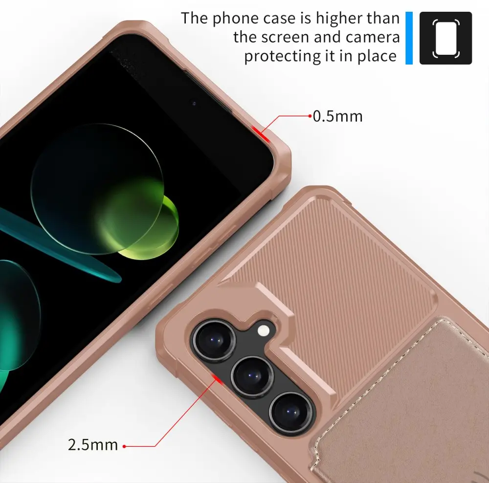 Samsung Galaxy S25 FE TPU Back Cover met Kunstleren Wallet Roze afbeelding 9