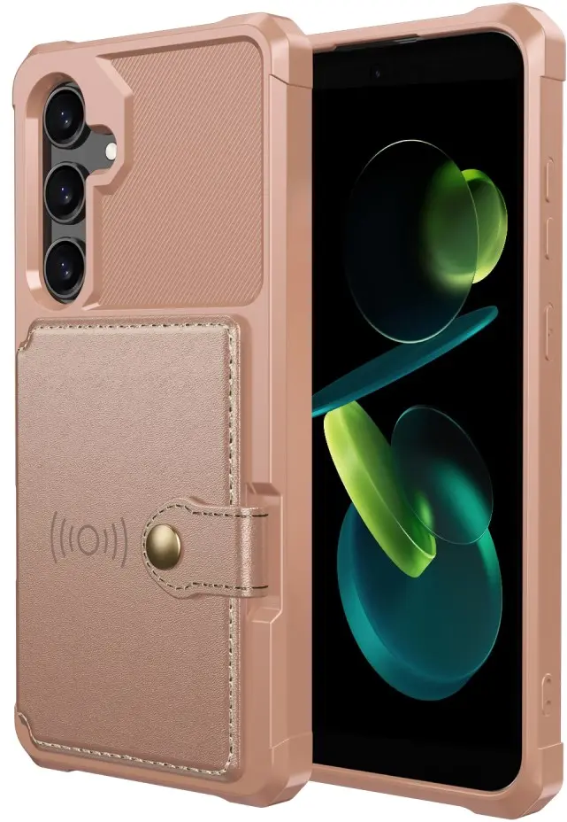 Samsung Galaxy S25 FE TPU Back Cover met Kunstleren Wallet Roze afbeelding 2
