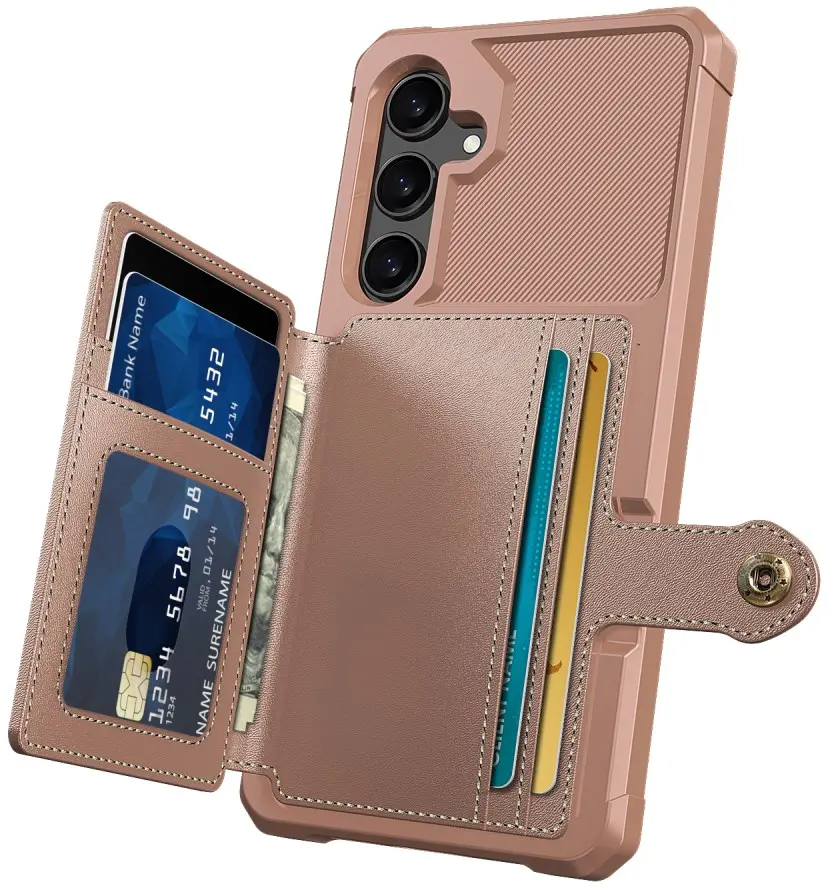 Samsung Galaxy S25 FE TPU Back Cover met Kunstleren Wallet Roze afbeelding 10