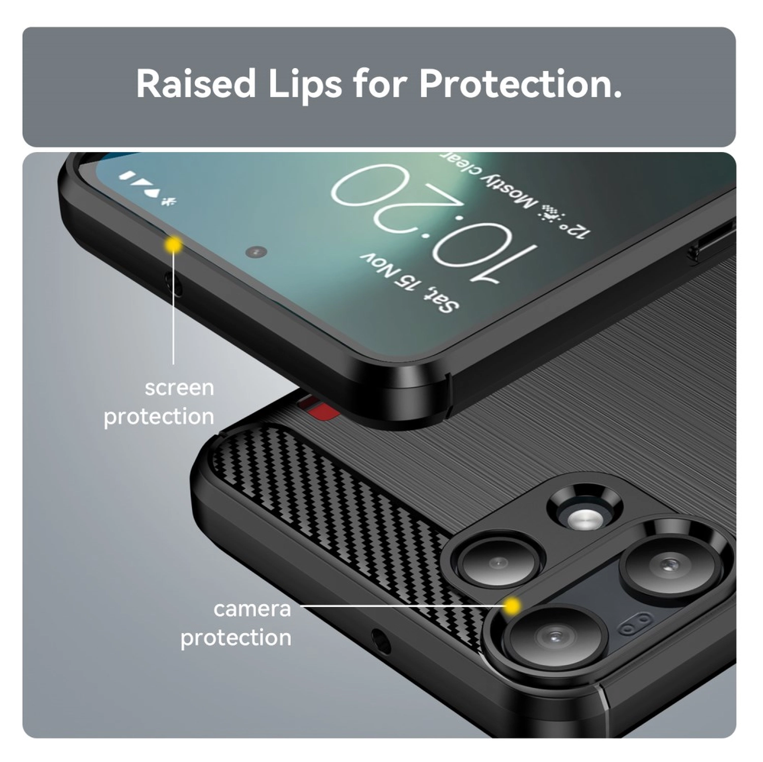 Nothing Phone 3a Lite Hoesje Geborsteld TPU Flexibele Back Cover Zwart afbeelding 6