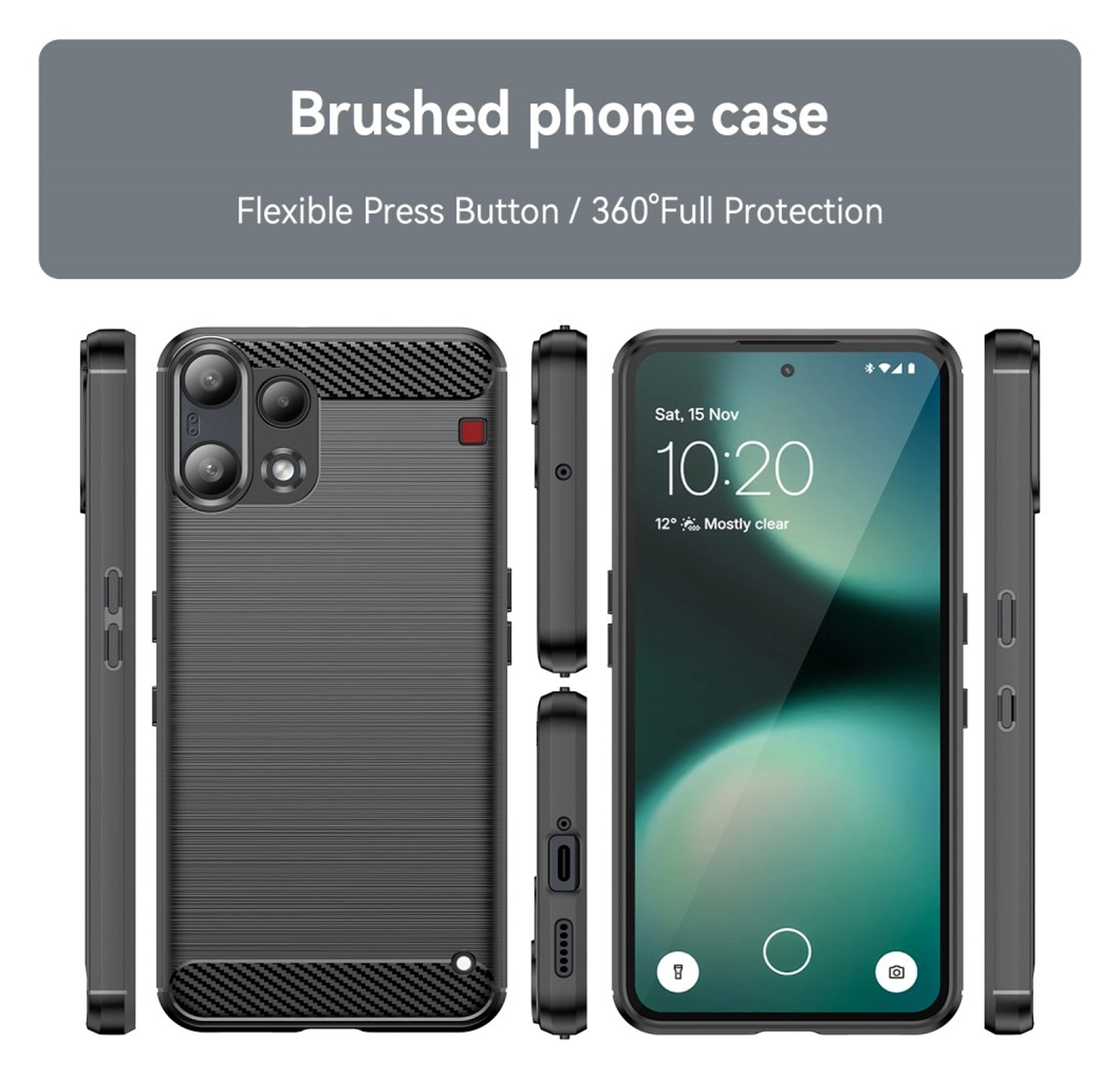 Nothing Phone 3a Lite Hoesje Geborsteld TPU Flexibele Back Cover Zwart afbeelding 9