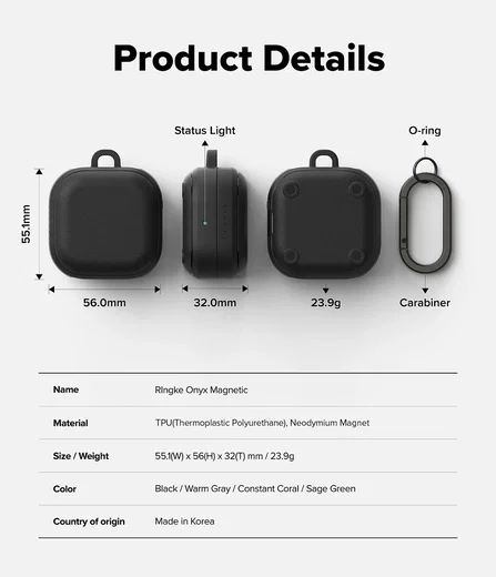 Ringke Onyx Magnetic Cover Samsung Galaxy Buds 4 / 4 pro Hoesje Zwart afbeelding 10