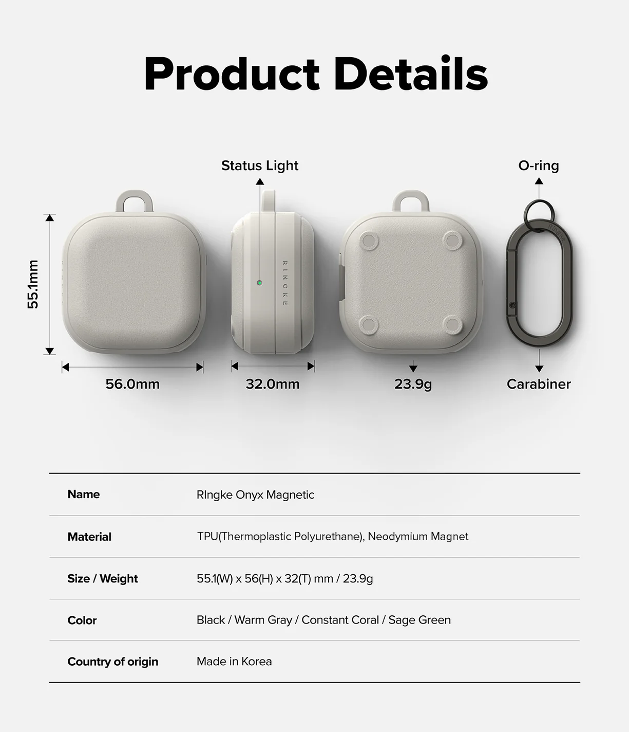 Ringke Onyx Magnetic Cover Samsung Galaxy Buds 4 / 4 Pro Hoesje Grijs afbeelding 9