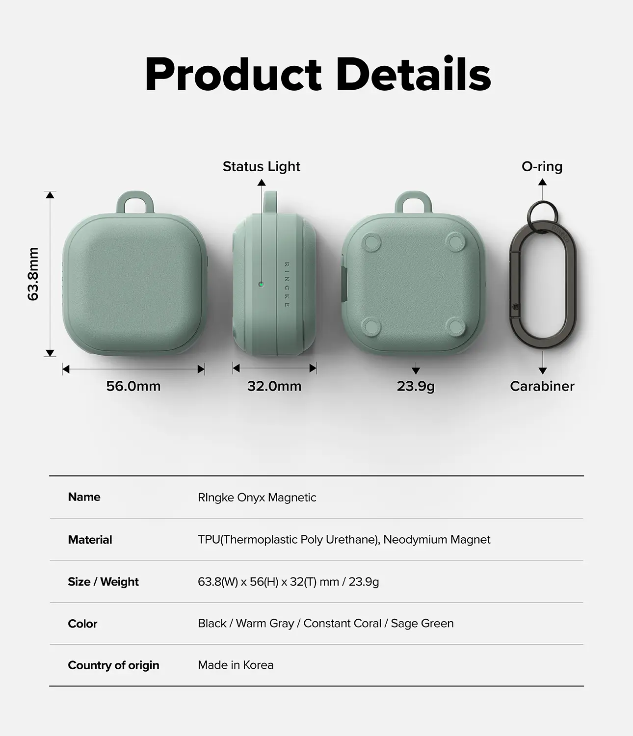 Ringke Onyx Magnetic Cover Samsung Buds 4 Hoesje Case Groen afbeelding 8