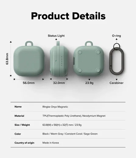 Ringke Onyx Magnetic Cover Samsung Buds 4 Hoesje Case Groen afbeelding 8