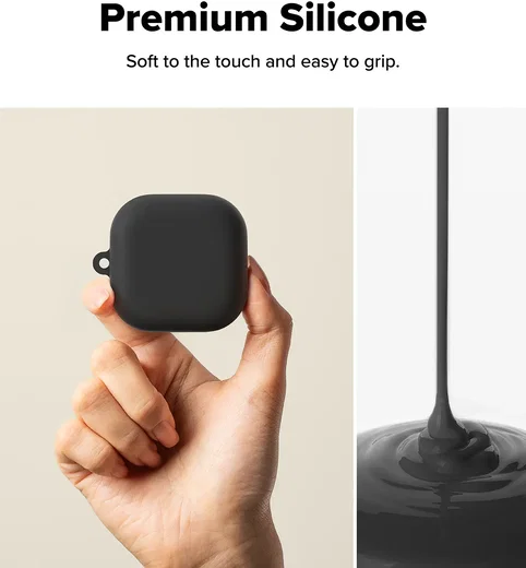 Ringke Silicone Case Samsung Galaxy Buds 4 / 4 Pro Hoesje Siliconen Cover Zwart afbeelding 6