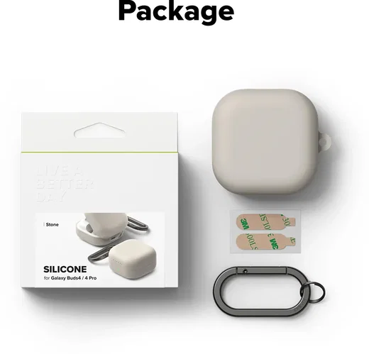 Ringke Silicone Case Samsung Galaxy Buds 4 / 4 Pro Hoesje Siliconen Cover Beige afbeelding 11