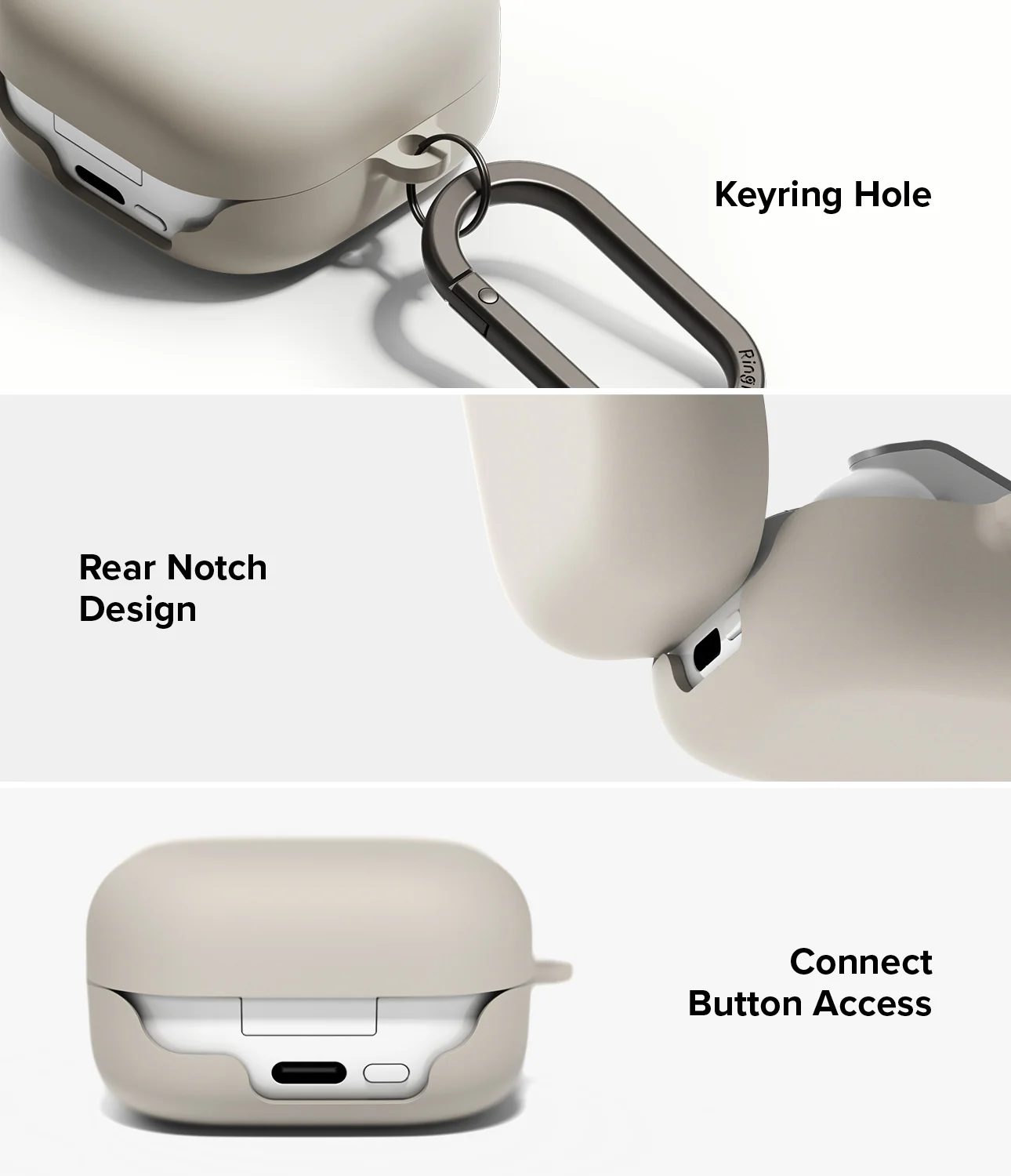 Ringke Silicone Case Samsung Galaxy Buds 4 / 4 Pro Hoesje Siliconen Cover Beige afbeelding 8