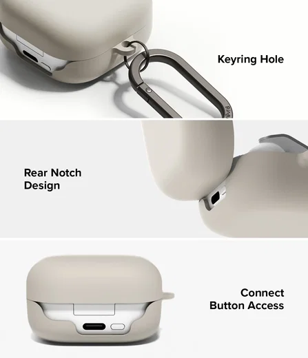Ringke Silicone Case Samsung Galaxy Buds 4 / 4 Pro Hoesje Siliconen Cover Beige afbeelding 8