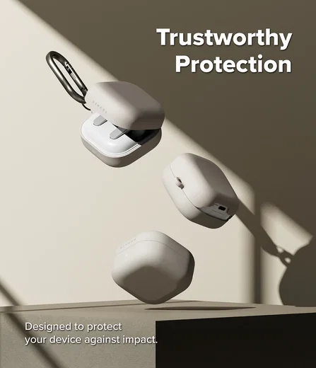 Ringke Silicone Case Samsung Galaxy Buds 4 / 4 Pro Hoesje Siliconen Cover Beige afbeelding 2