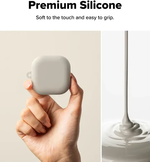 Ringke Silicone Case Samsung Galaxy Buds 4 / 4 Pro Hoesje Siliconen Cover Beige afbeelding 6