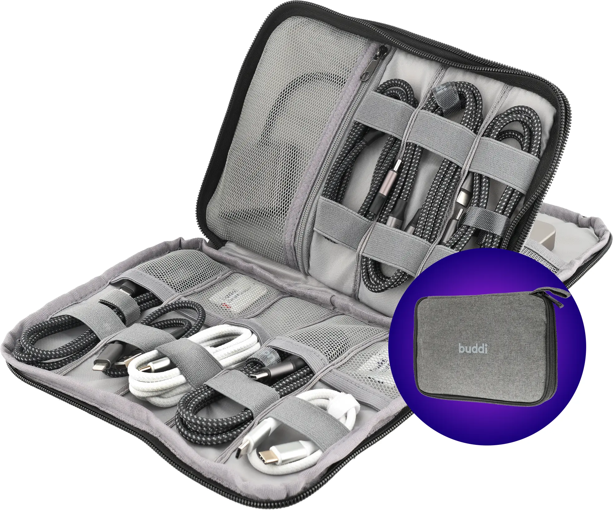 Buddi Sorted Kabel Organizer Opbergtas voor Kabels en Accessoires afbeelding 1