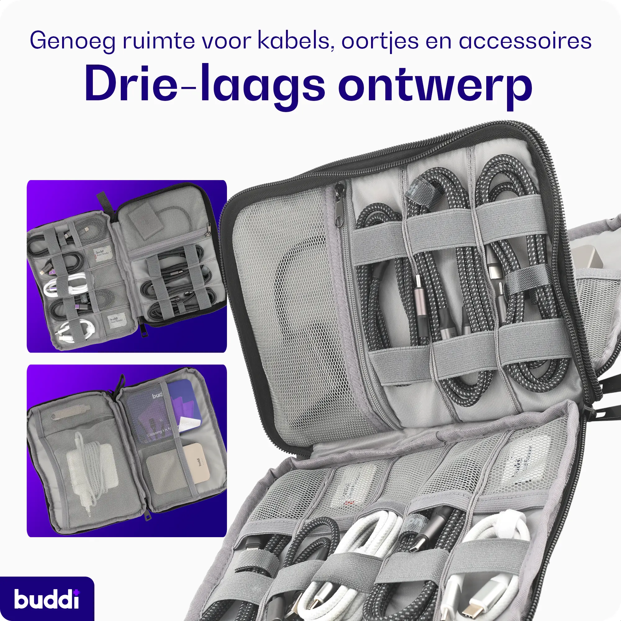 Buddi Sorted Kabel Organizer Opbergtas voor Kabels en Accessoires afbeelding 4