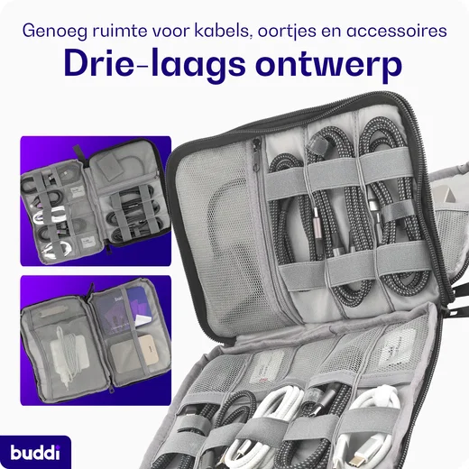 Buddi Sorted Kabel Organizer Opbergtas voor Kabels en Accessoires afbeelding 4