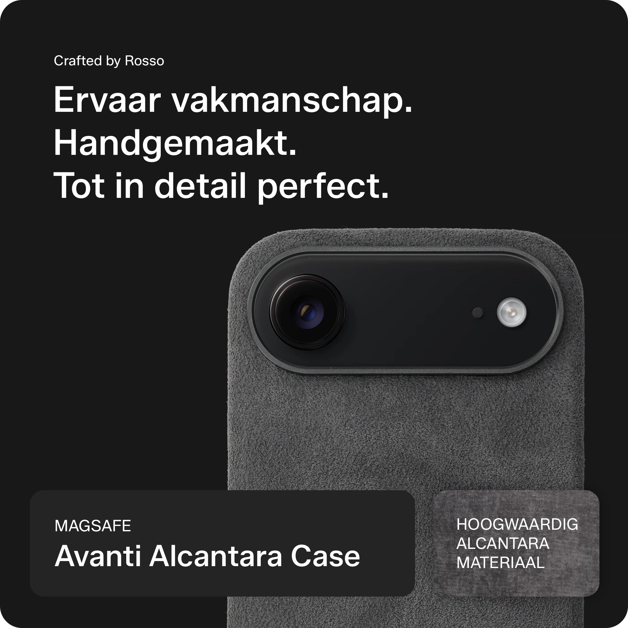 Rosso Avanti Apple iPhone Air Hoesje Alcantara MagSafe Back Cover Grijs afbeelding 4