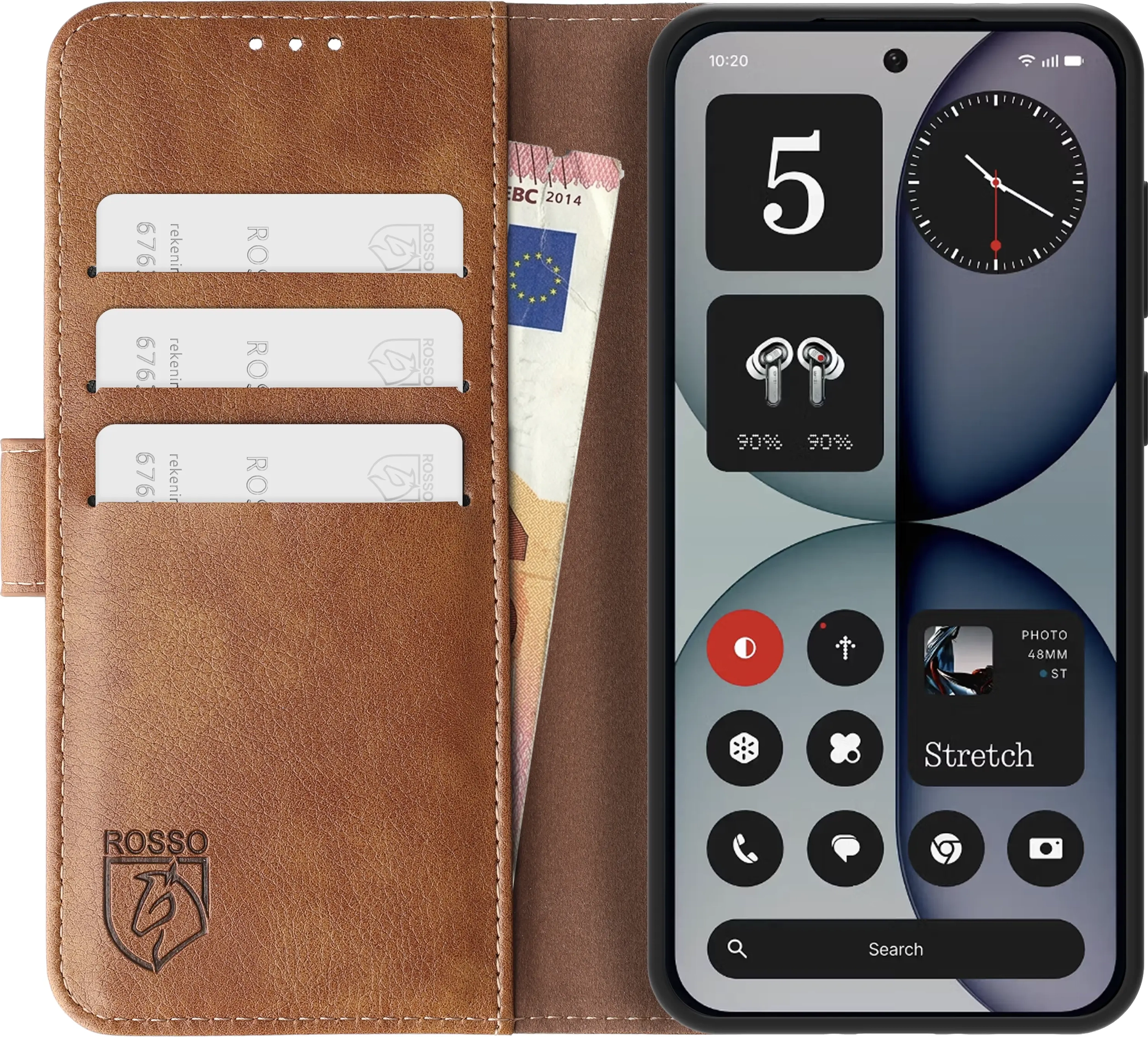 Rosso Element Nothing Phone (4a) Hoesje Book Case Wallet Bruin afbeelding 14