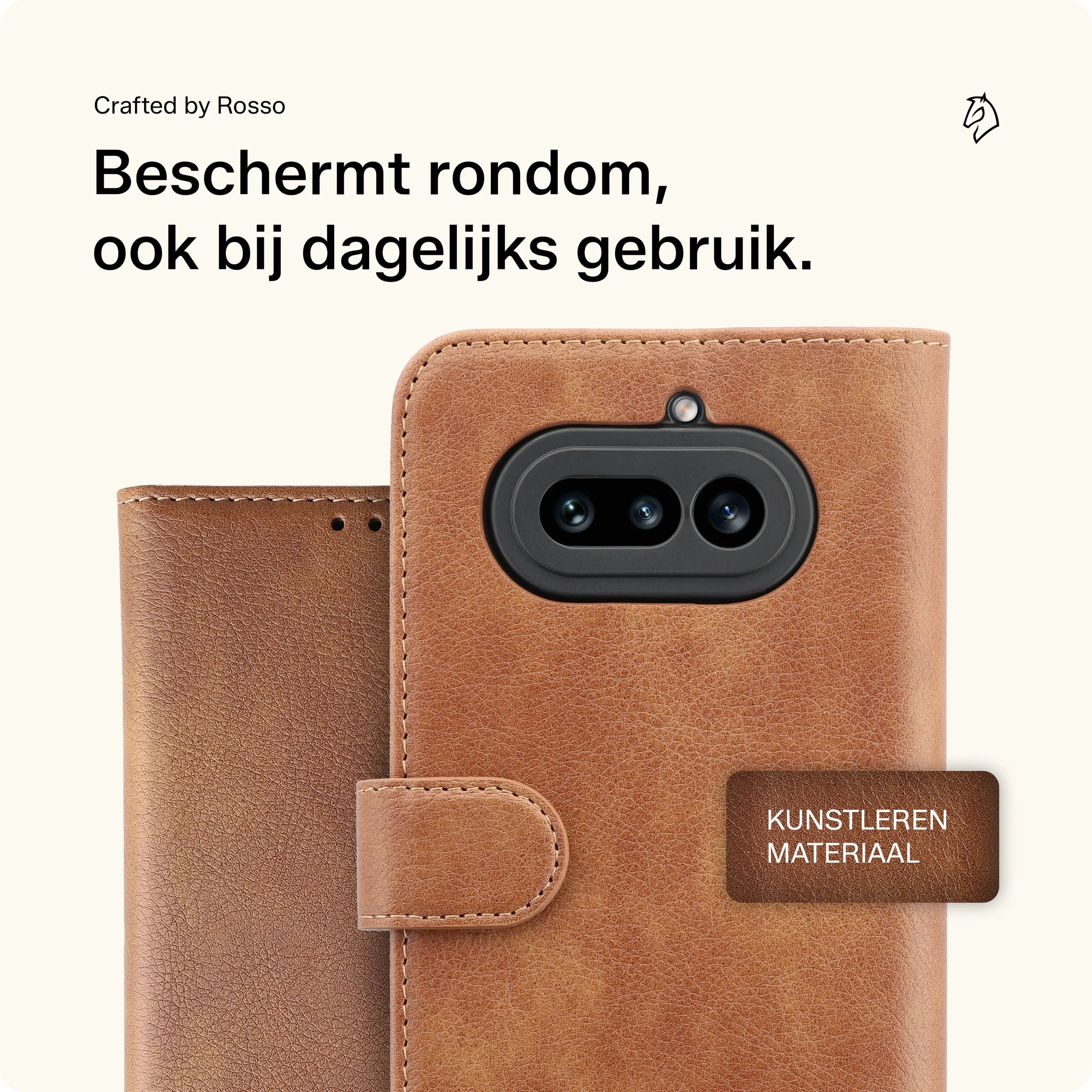 Rosso Element Nothing Phone (4a) Hoesje Book Case Wallet Bruin afbeelding 3