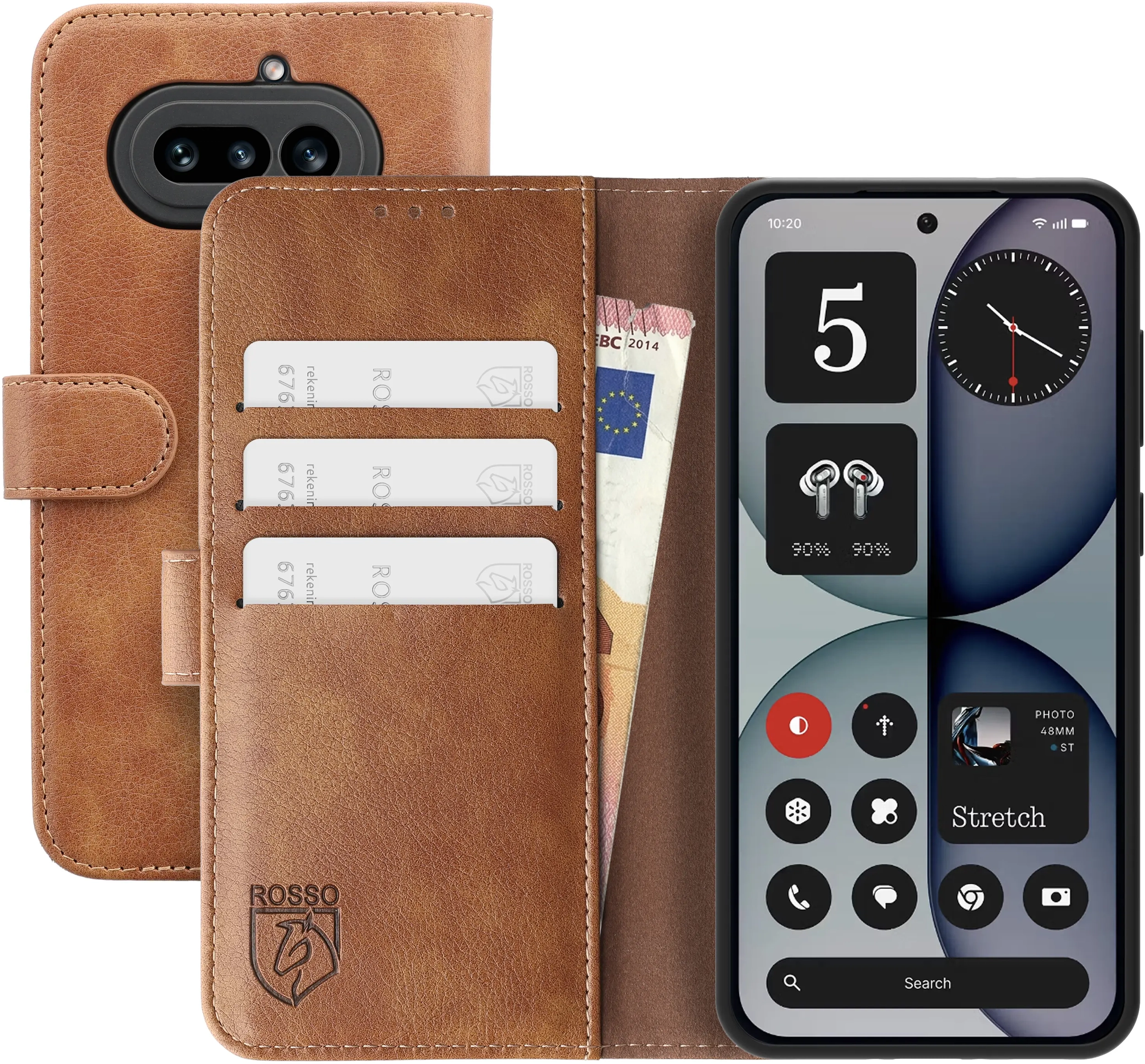 Rosso Element Nothing Phone (4a) Hoesje Book Case Wallet Bruin afbeelding 1