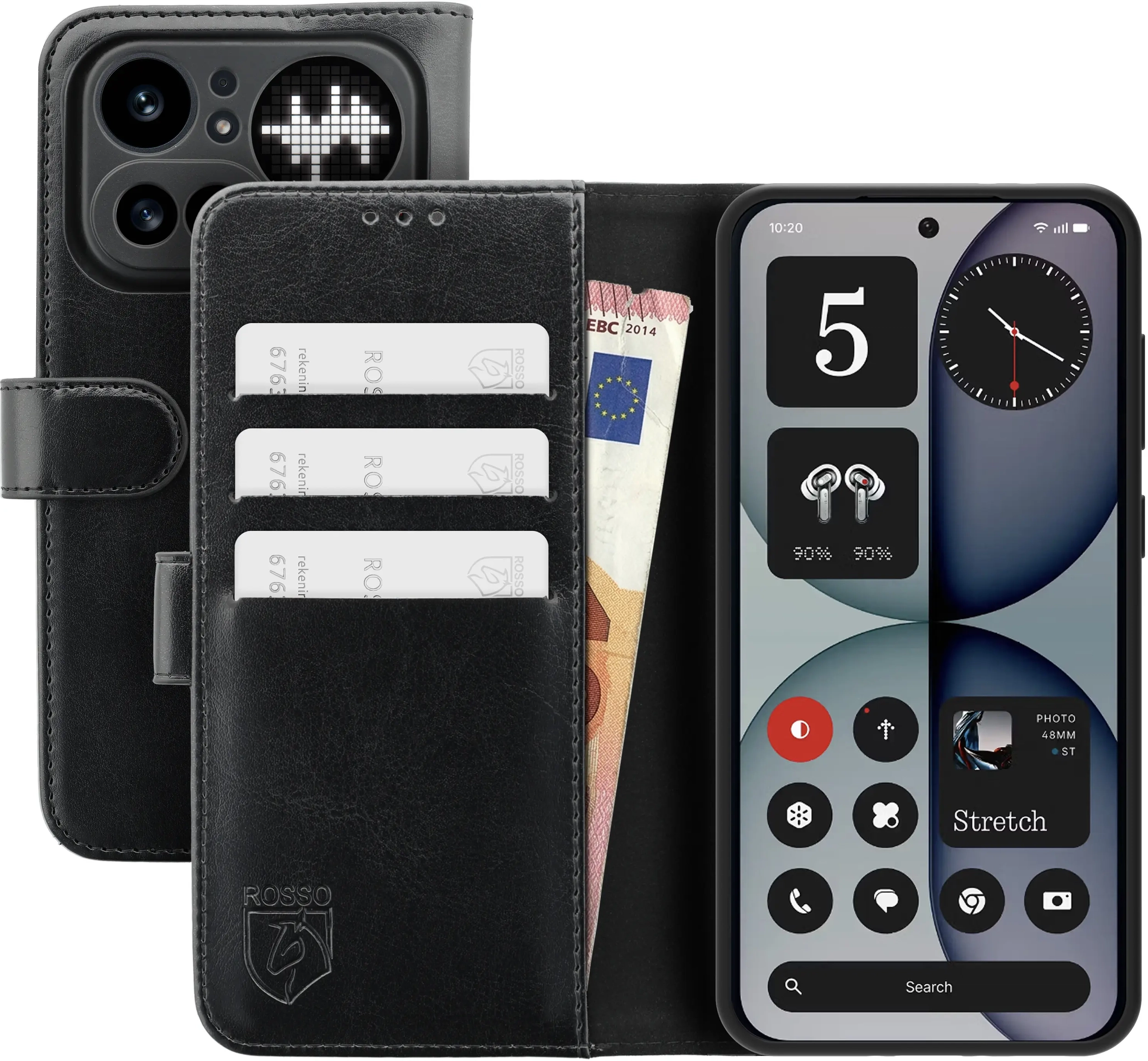 Rosso Element Nothing Phone (4a) Pro Hoesje Book Case Wallet Zwart afbeelding 1
