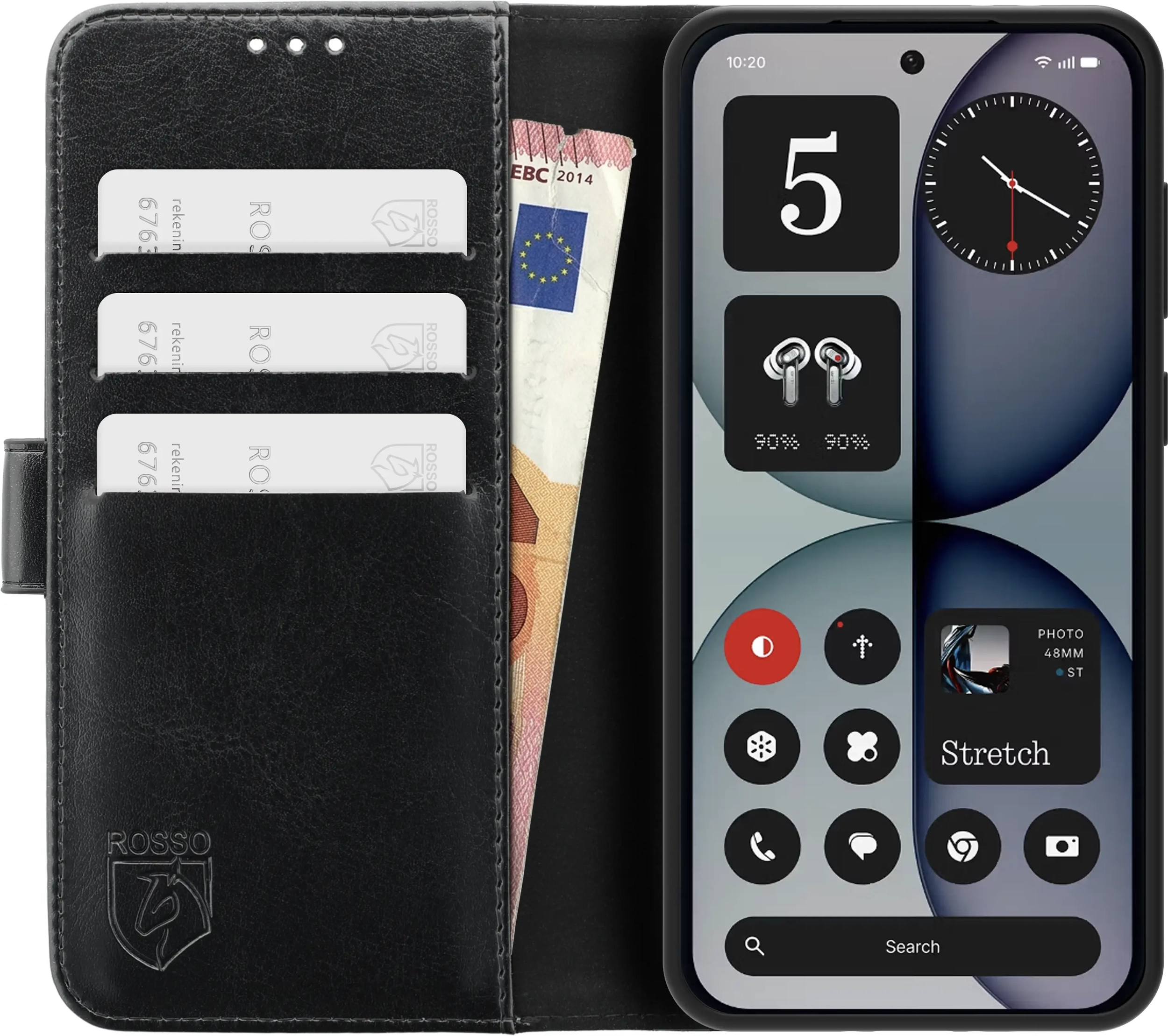 Rosso Element Nothing Phone (4a) Pro Hoesje Book Case Wallet Zwart afbeelding 14