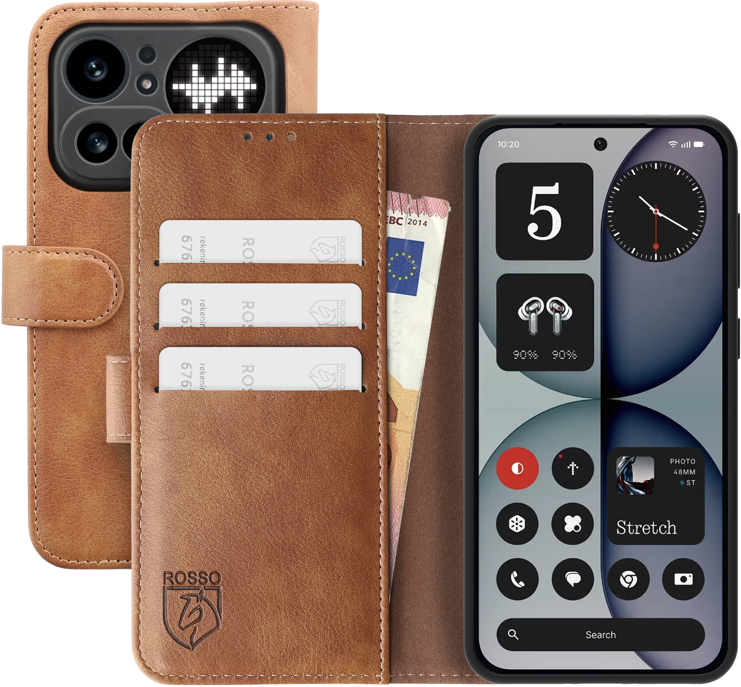 Rosso Element Nothing Phone (4a) Pro Hoesje Book Case Wallet Bruin afbeelding 1