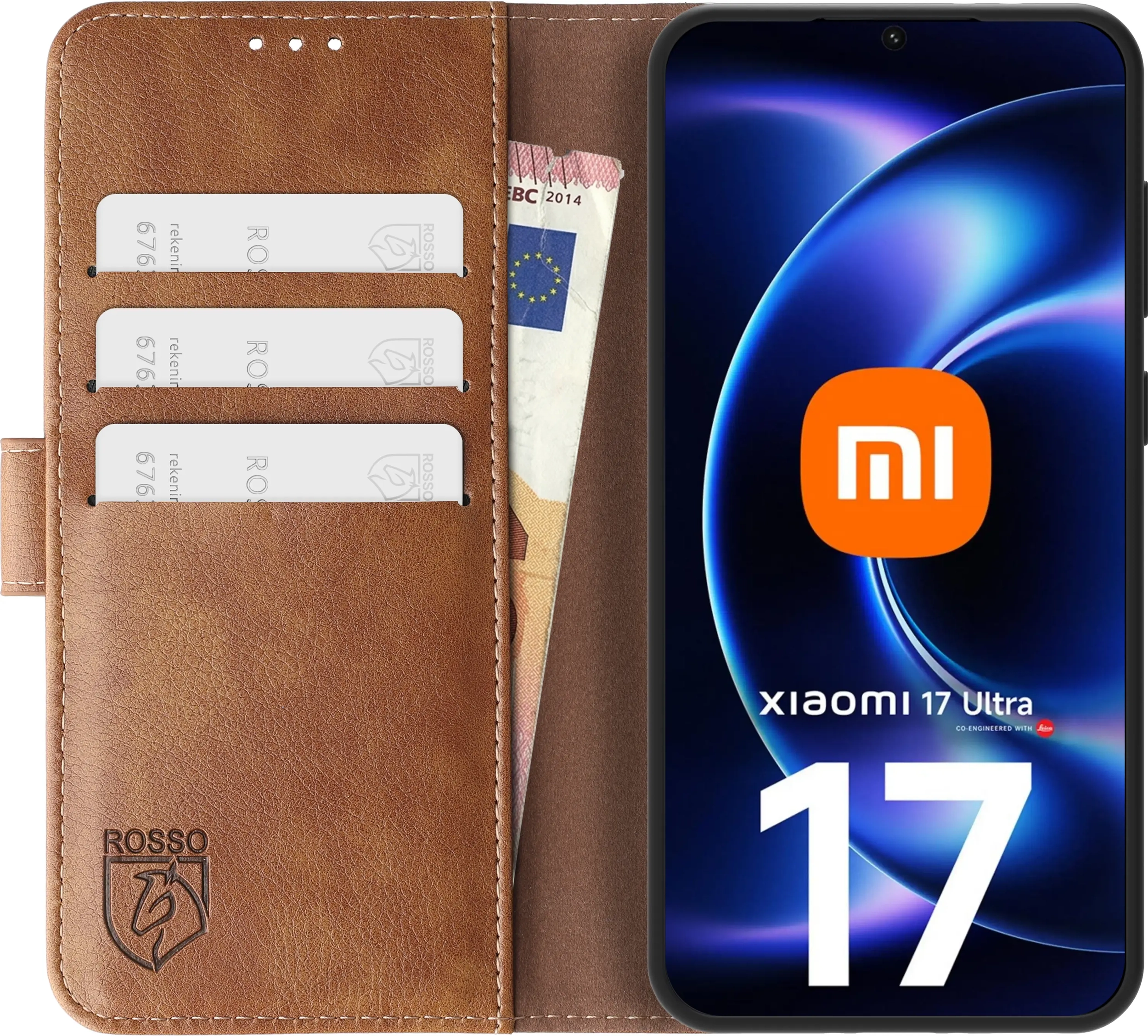 Rosso Element Xiaomi 17 Ultra Hoesje Book Case Wallet Bruin afbeelding 14