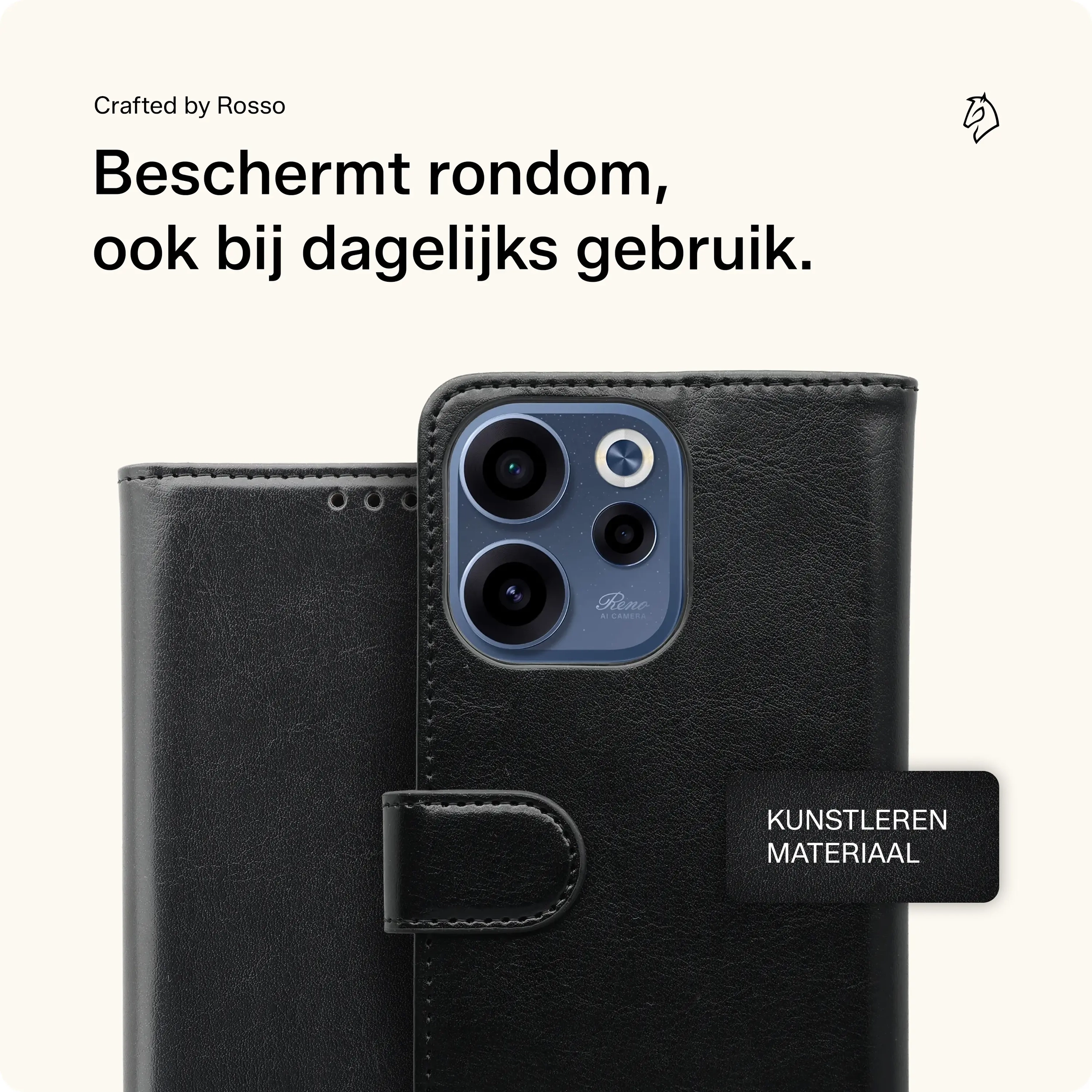 Rosso Element Oppo Reno 15 Hoesje Book Case Wallet Zwart afbeelding 3