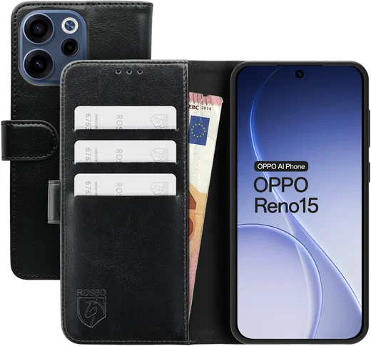 Rosso Element Oppo Reno 15 Hoesje Book Case Wallet Zwart afbeelding 1