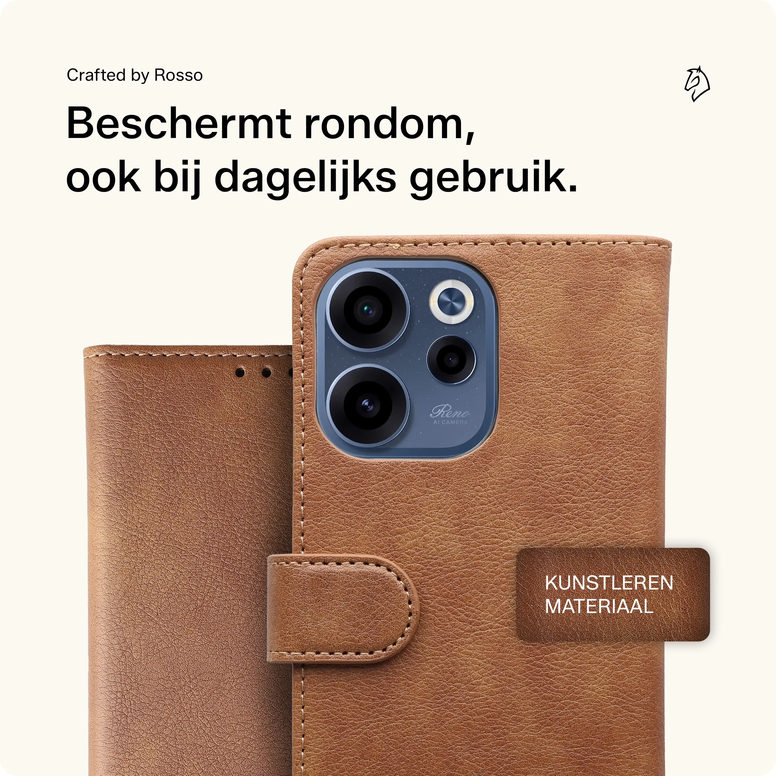 Rosso Element Oppo Reno 15 Hoesje Book Case Wallet Bruin afbeelding 3