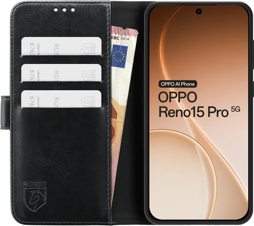 Rosso Element Oppo Reno 15 Pro Hoesje Book Case Wallet Zwart afbeelding 14