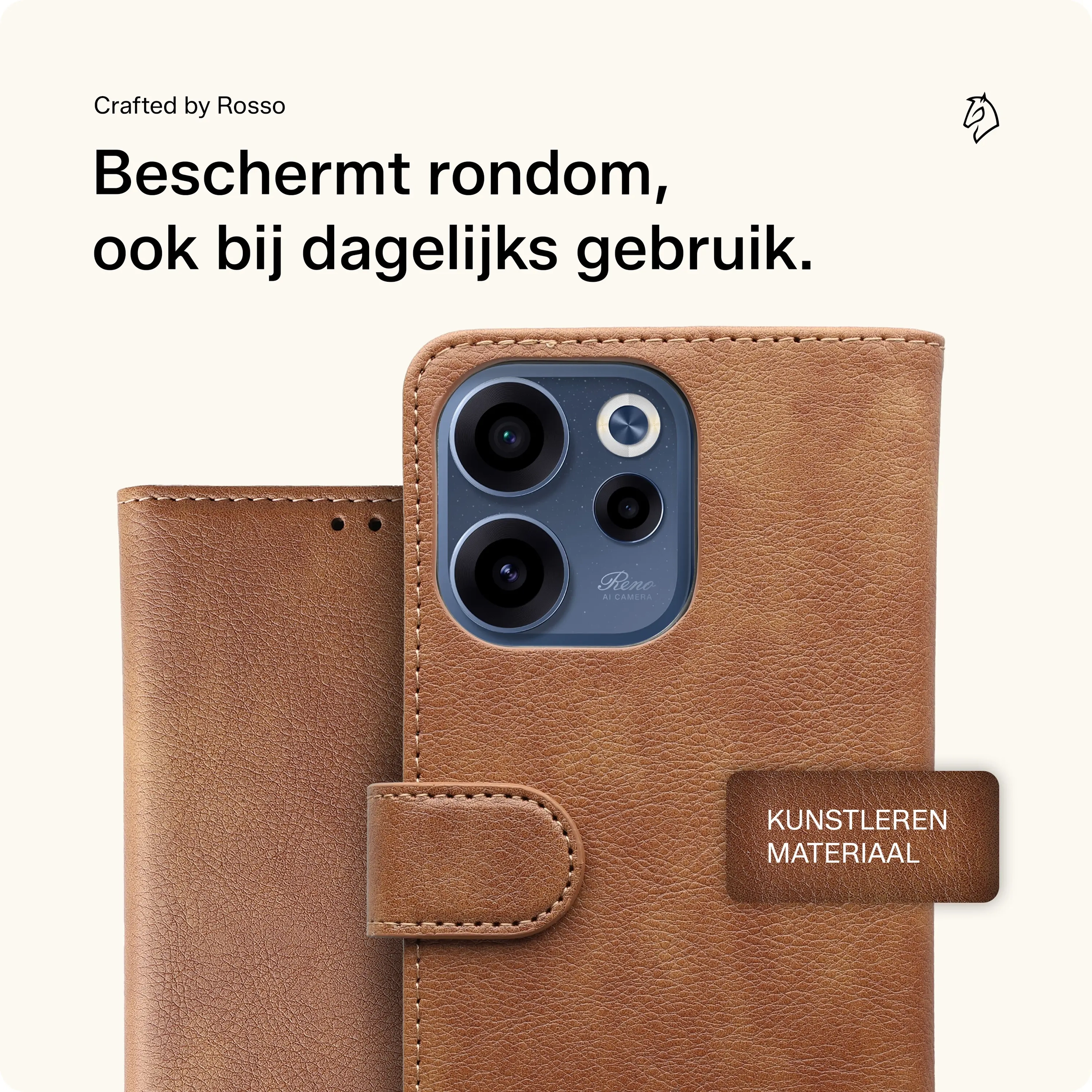 Rosso Element Oppo Reno 15 Pro Hoesje Book Case Wallet Bruin afbeelding 3