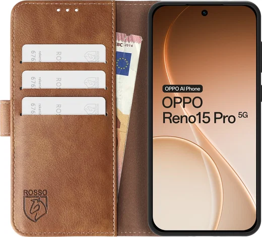 Rosso Element Oppo Reno 15 Pro Hoesje Book Case Wallet Bruin afbeelding 14