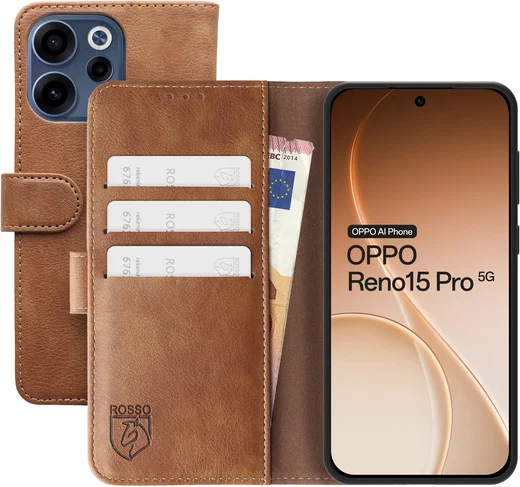 Rosso Element Oppo Reno 15 Pro Hoesje Book Case Wallet Bruin afbeelding 1