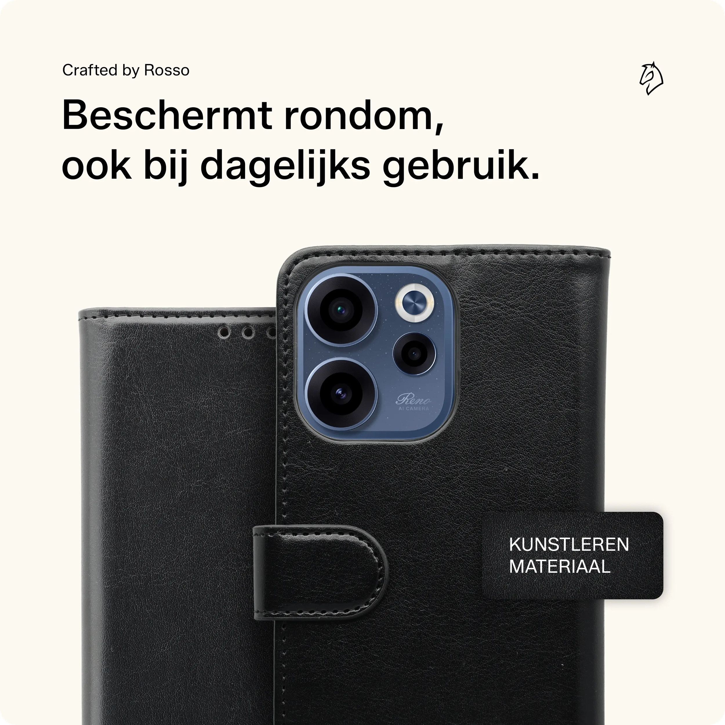 Rosso Element Oppo Reno 15 F 5G Hoesje Book Case Wallet Zwart afbeelding 3