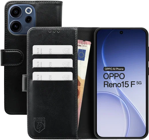 Rosso Element Oppo Reno 15 F 5G Hoesje Book Case Wallet Zwart afbeelding 1