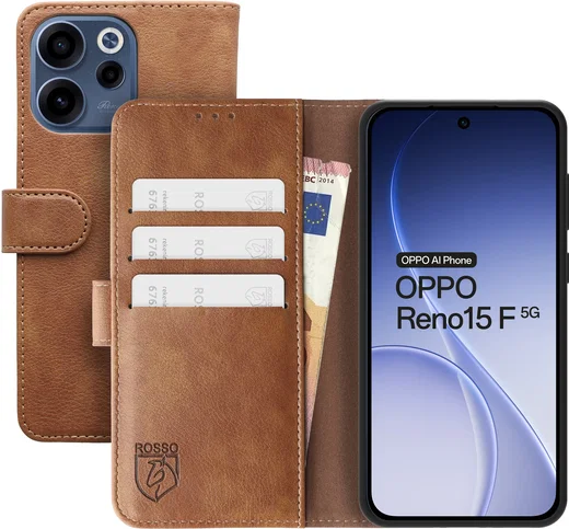 Rosso Element Oppo Reno 15 F 5G Hoesje Book Case Wallet Bruin afbeelding 1