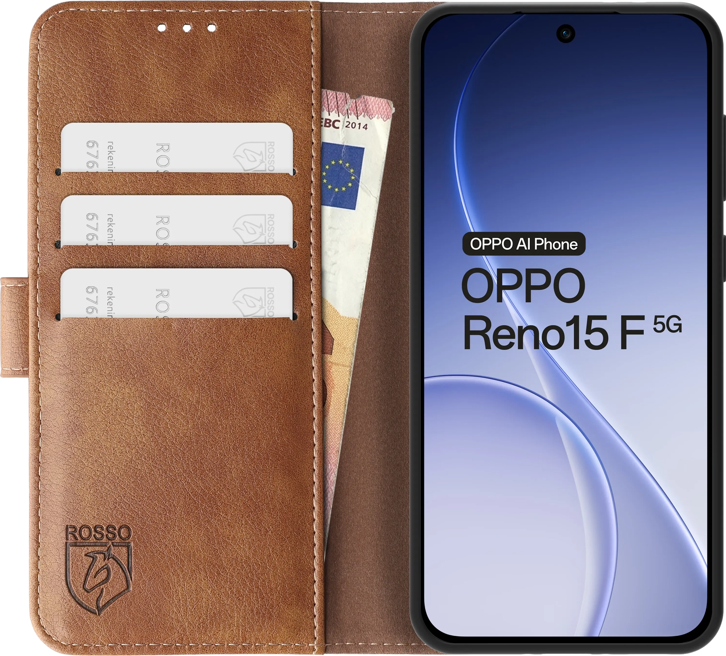 Rosso Element Oppo Reno 15 F 5G Hoesje Book Case Wallet Bruin afbeelding 14