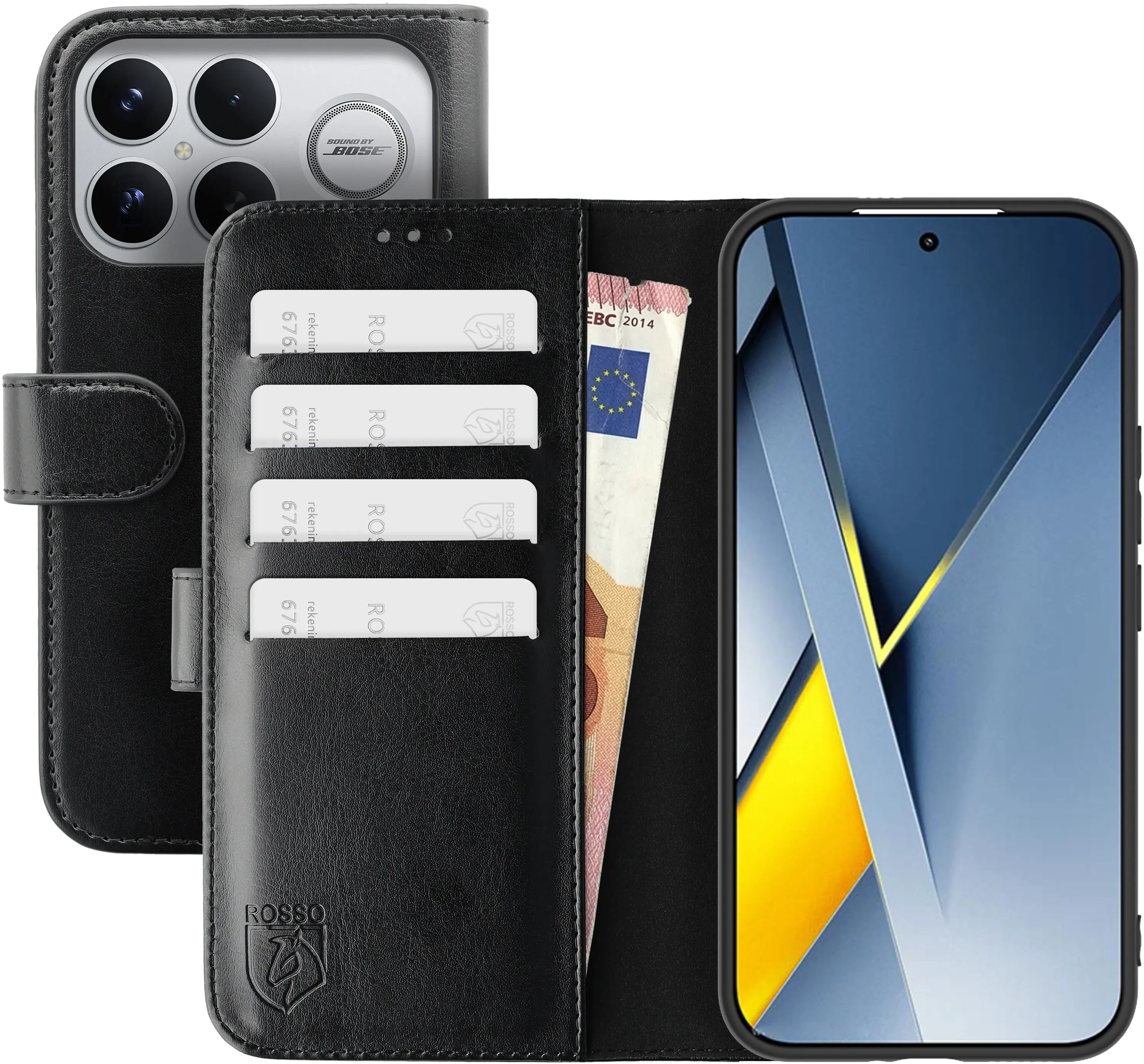 Rosso Element Xiaomi Poco F8 Ultra Hoesje Book Case Wallet Zwart afbeelding 1
