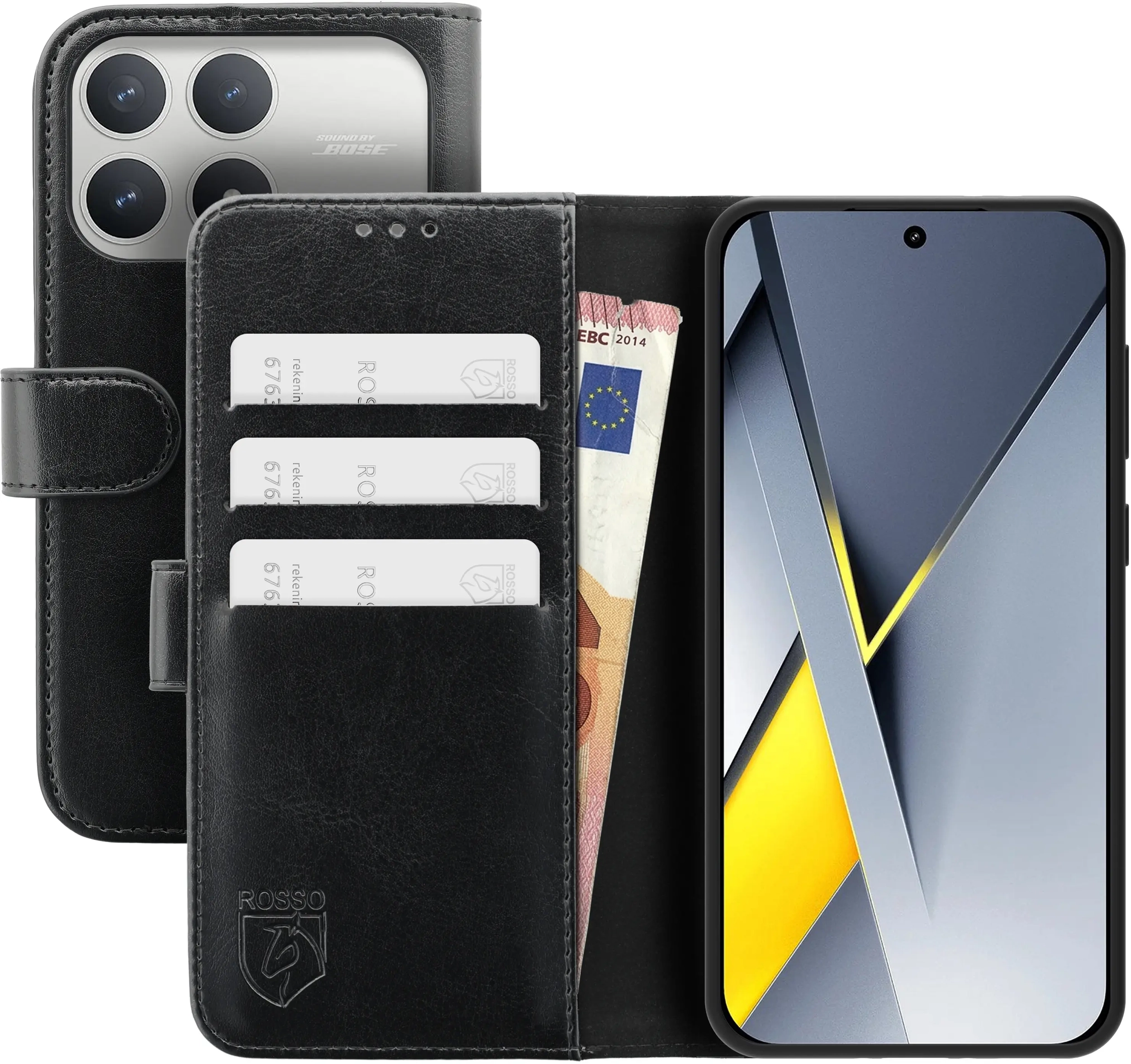 Rosso Element Xiaomi Poco F8 Pro Hoesje Book Case Wallet Zwart afbeelding 1