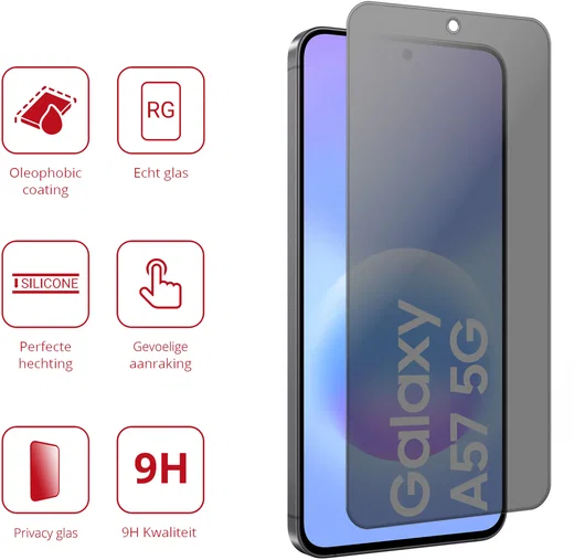 Rosso Samsung Galaxy A57 9H Tempered Glass Screen Protector Privacy afbeelding 2