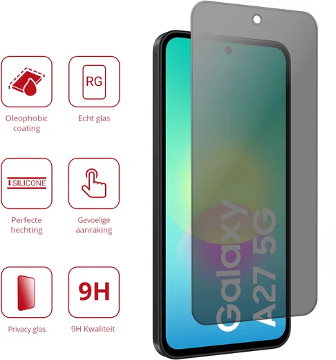 Rosso Samsung Galaxy A27 9H Tempered Glass Screen Protector Privacy afbeelding 2