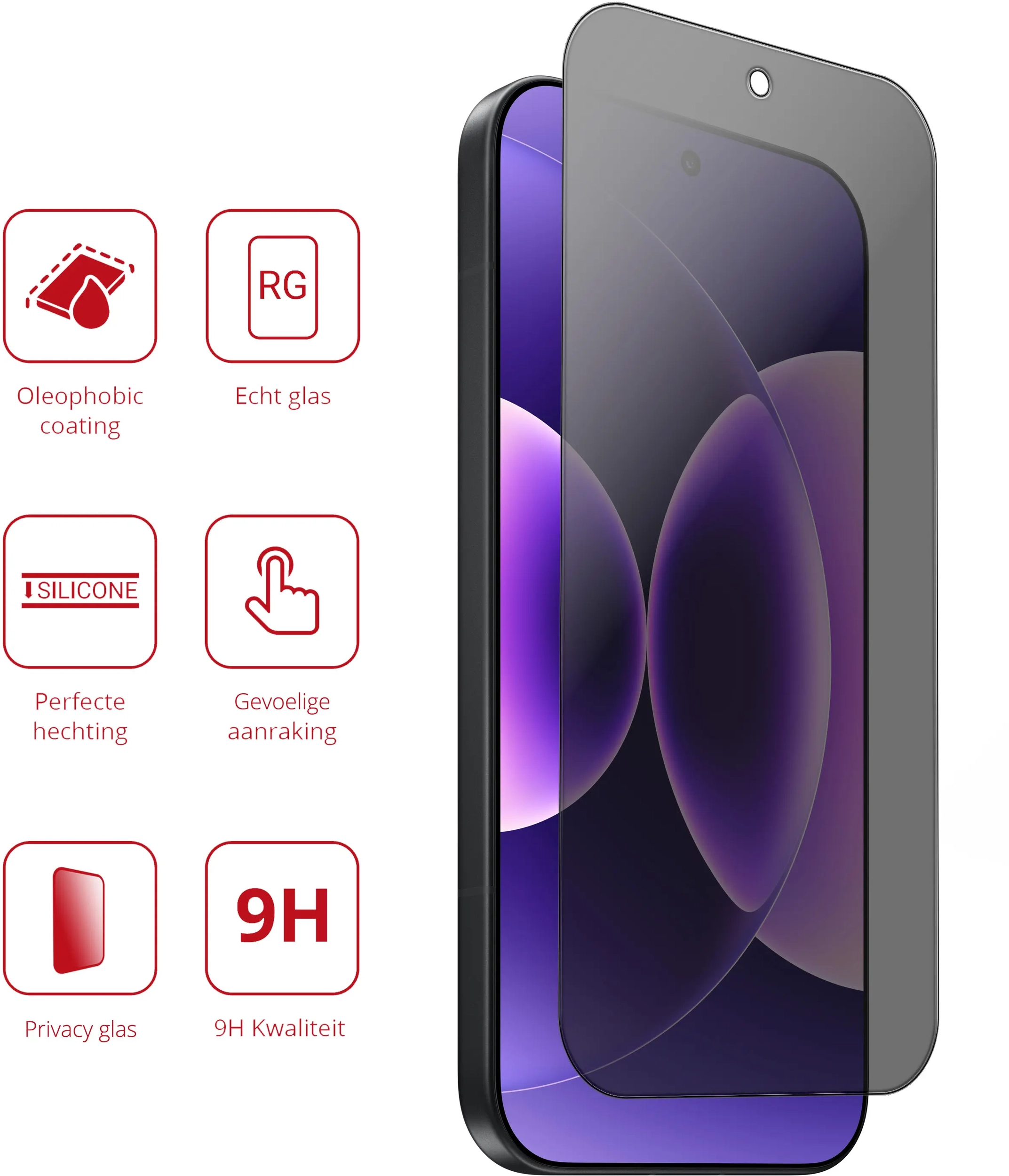 Rosso Xiaomi 17 9H Tempered Glass Screen Protector Privacy afbeelding 2
