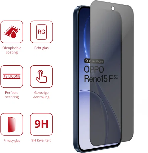 Rosso Oppo Reno 15 F 9H Tempered Glass Screen Protector Privacy afbeelding 2
