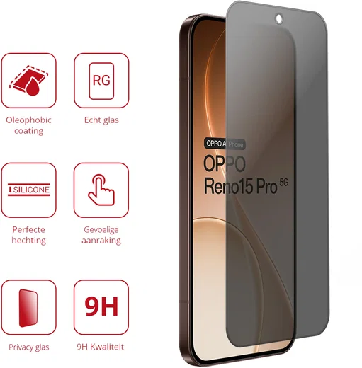 Rosso Oppo Reno 15 Pro 9H Tempered Glass Screen Protector Privacy afbeelding 2