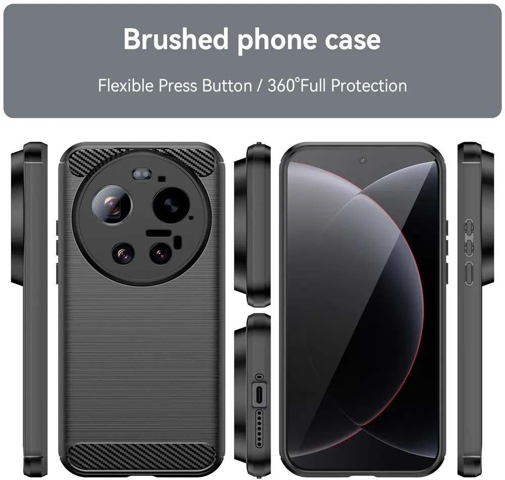 Xiaomi 17 Ultra Hoesje Geborsteld TPU Flexibele Back Cover Zwart afbeelding 4