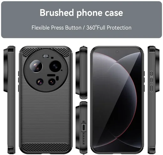 Xiaomi 17 Ultra Hoesje Geborsteld TPU Flexibele Back Cover Zwart afbeelding 4